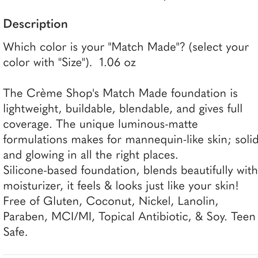 The Creme Shop Match Made Luminous Liquid Foundation Shade 12 New - Picture 2 of 10